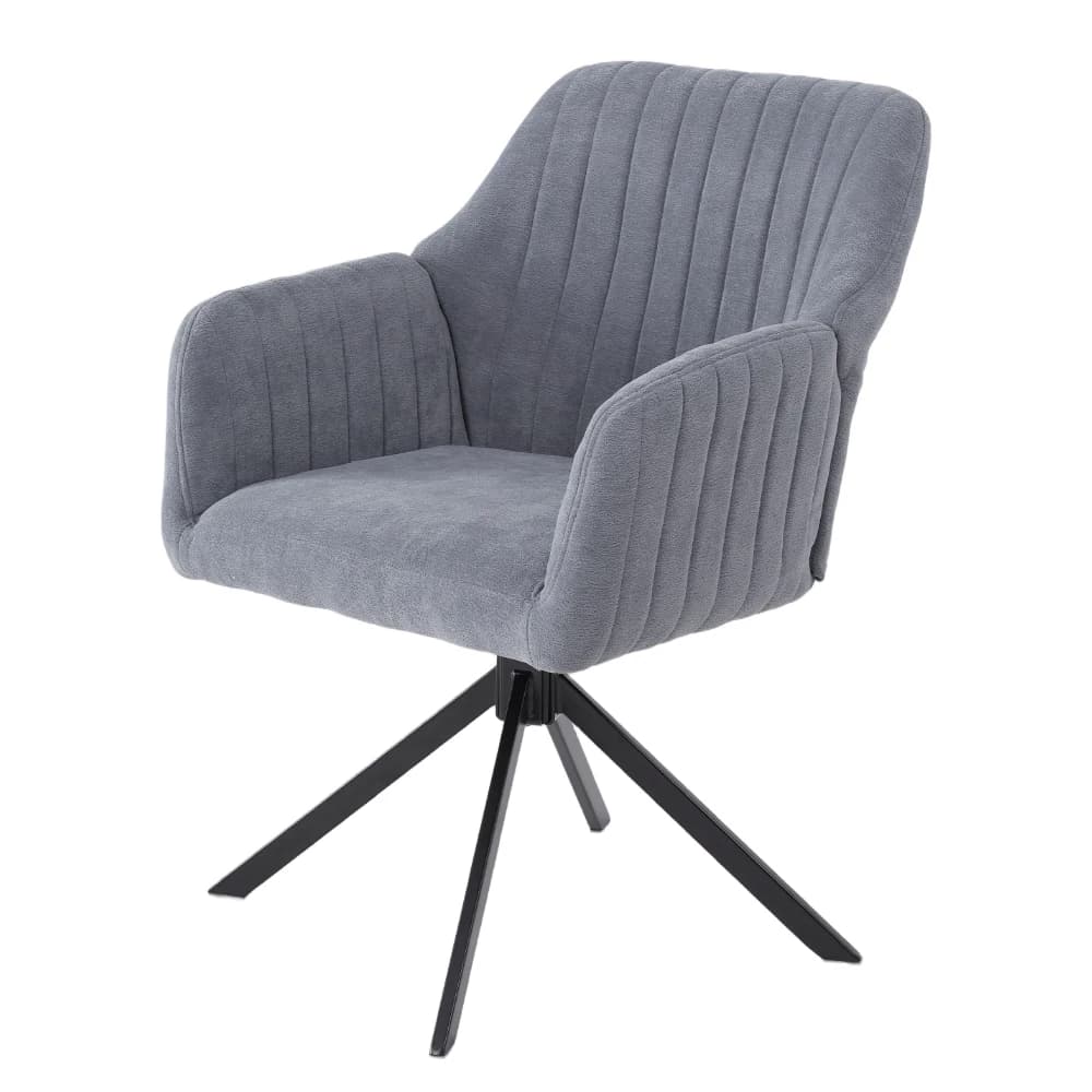 Voltsify Grey Upholstered Leisure Swivel Chair with Metal Legs for Apartments Guest Rooms Home Offices