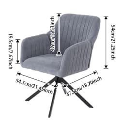 Voltsify Grey Upholstered Leisure Swivel Chair with Metal Legs for Apartments Guest Rooms Home Offices