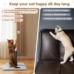 DayPlus Cat Scratch Pole Sisal High-density Cats Scratcher Turntable Board Toy Grab Column Pet Supplies Climb Frame 40cm/80cm