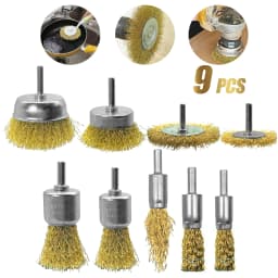 15pcs Wire Brush Drill Brass Coated Set Tool Rotary Polishing Rust Wood
