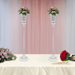 Tabletop Silver Flower Stand, Easy to Clean, 77.5cm/30.51in Height, 2 PCS Decorative Wedding Vases for Home, Hotels