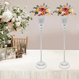 Tabletop Silver Flower Stand, Easy to Clean, 77.5cm/30.51in Height, 2 PCS Decorative Wedding Vases for Home, Hotels