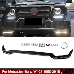 Front Bumper Splitter Lip with LED Fit Mercedes-Benz G Class W463 G500 G550 G65 1990 1991 1992 1993 1994 1995 1996-2018