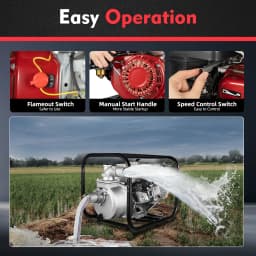 6.5HP Gasoline Water Pump, 210CC 4-Stroke OHV Engine Water Transfer Pump, 2-inch Irrigation Pump 3600RPM 36m³/h Flow 92FT Lift