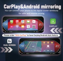 BONROAD 1920*720P Wireless CarPlay Android Auto Mirrorlink Airplay LCD Digital Dashboard Panel Cluster For BMW 3 Series E90 E91 E92 Car Auto Instrument Speedometer Virtuele Cockpit Voor