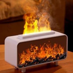 7 Colors Fire Aroma Diffuser Humidifier Mute Work for Home Office Yoga (White)