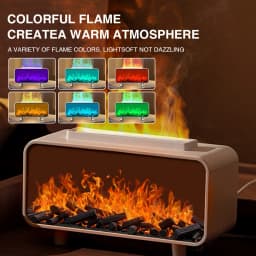 7 Colors Fire Aroma Diffuser Humidifier Mute Work for Home Office Yoga (White)