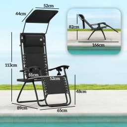 Outsunny Zero Gravity Lounger Chair, Folding Reclining Chair, Black