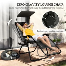 Outsunny Zero Gravity Lounger Chair, Folding Reclining Chair, Black