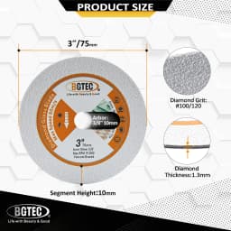 BGTEC 1pc Diamond Cutting Glass Disc Dia75mm Saw Blade Angle Grinder Dry Grinding Glass Jade Crystal Mini Cutting Plate 3inch