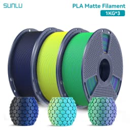 SUNLU 3KG Dual Color Matte PLA Filament 1.75mm 1kg Spool (2.2lbs) Matte 3D Printer PLA Filament Fit Most FDM Printer