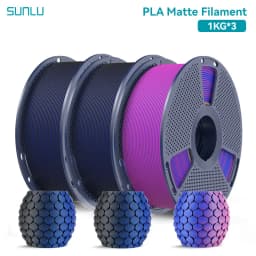 SUNLU 3KG Dual Color Matte PLA Filament 1.75mm 1kg Spool (2.2lbs) Matte 3D Printer PLA Filament Fit Most FDM Printer