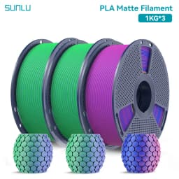 SUNLU 3KG Dual Color Matte PLA Filament 1.75mm 1kg Spool (2.2lbs) Matte 3D Printer PLA Filament Fit Most FDM Printer