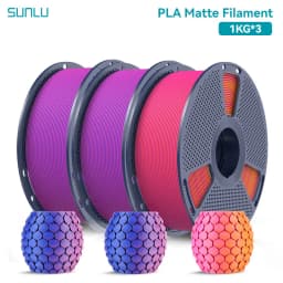 SUNLU 3KG Dual Color Matte PLA Filament 1.75mm 1kg Spool (2.2lbs) Matte 3D Printer PLA Filament Fit Most FDM Printer