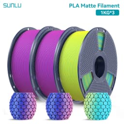 SUNLU 3KG Dual Color Matte PLA Filament 1.75mm 1kg Spool (2.2lbs) Matte 3D Printer PLA Filament Fit Most FDM Printer