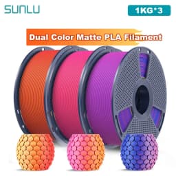 SUNLU 3KG Dual Color Matte PLA Filament 1.75mm 1kg Spool (2.2lbs) Matte 3D Printer PLA Filament Fit Most FDM Printer