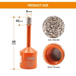 BGTEC 1/2/5pcs Diamond Drill Bits Diameter 6mm Drilling Crowns Tile Porcelain Ceramic Marble Hole Saw M14 Thread Hole Opener