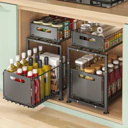 Kitchen Shelves Slide-out Storage Rack, Cabinet Pull-out Storage Basket, Punch-free Storage Rack with Suction Cups, Spice Rack