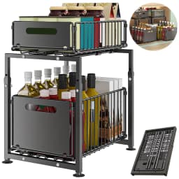 Kitchen Shelves Slide-out Storage Rack, Cabinet Pull-out Storage Basket, Punch-free Storage Rack with Suction Cups, Spice Rack