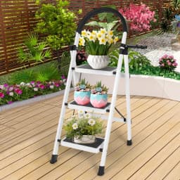 3 Step Foldable Heavy Duty Stepladder Anti-Slip Step Stool for Household (White)