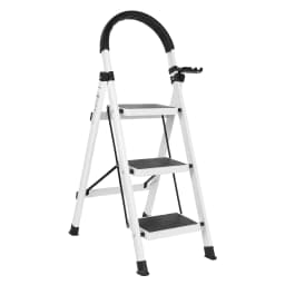 3 Step Foldable Heavy Duty Stepladder Anti-Slip Step Stool for Household (White)