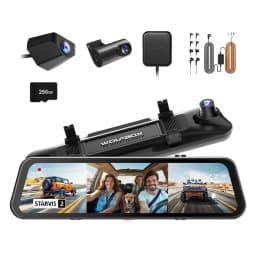 WOLFBOX G900 Tripro Cabin Version 3 Channel 4K Rear View Mirror dash Camera, STARVIS 2 IMX678, Voice Control,Includes 256G Card