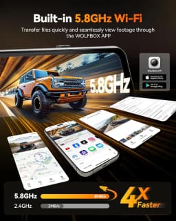 WOLFBOX G900 Tripro Cabin Version 3 Channel 4K Rear View Mirror dash Camera, STARVIS 2 IMX678, Voice Control,Includes 256G Card