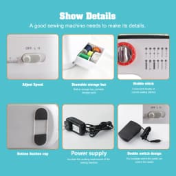 12 Stitches Electric Sewing Machine Mini Double Thread Sewing Machine with Foot Pedal High Quality UK Plug