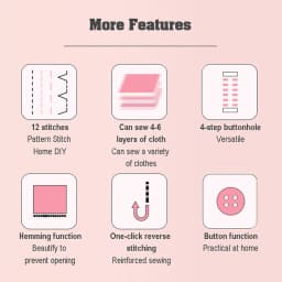 12 Stitches Electric Sewing Machine Mini Double Thread Sewing Machine with Foot Pedal High Quality UK Plug