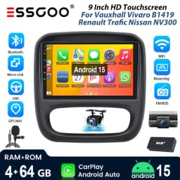 9"Android15 4+64G Car Radio Stereo For Opel Vauxhall Vivaro B Renault Trafic NV300 GPS Navi Bluetooth wrieless Carplay WIFI RDS