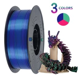 KINGROON Silk PLA Filament 1.75mm 1KG, Tricolor Dual-color 3D Printer Filament Shiny Consumable 2.2lbs Spool, For FDM 3D Printer