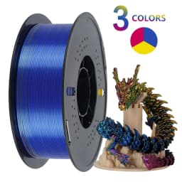 KINGROON Silk PLA Filament 1.75mm 1KG, Tricolor Dual-color 3D Printer Filament Shiny Consumable 2.2lbs Spool, For FDM 3D Printer