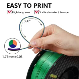 KINGROON Silk PLA Filament 1.75mm 1KG, Tricolor Dual-color 3D Printer Filament Shiny Consumable 2.2lbs Spool, For FDM 3D Printer