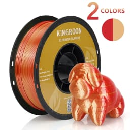 KINGROON Silk PLA Filament 1.75mm 1KG, Tricolor Dual-color 3D Printer Filament Shiny Consumable 2.2lbs Spool, For FDM 3D Printer
