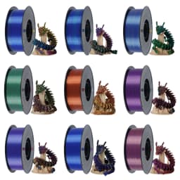 KINGROON Silk PLA Filament 1.75mm 1KG, Tricolor Dual-color 3D Printer Filament Shiny Consumable 2.2lbs Spool, For FDM 3D Printer