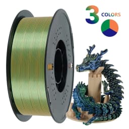KINGROON Silk PLA Filament 1.75mm 1KG, Tricolor Dual-color 3D Printer Filament Shiny Consumable 2.2lbs Spool, For FDM 3D Printer