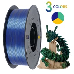 KINGROON Silk PLA Filament 1.75mm 1KG, Tricolor Dual-color 3D Printer Filament Shiny Consumable 2.2lbs Spool, For FDM 3D Printer