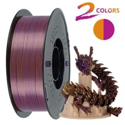 KINGROON Silk PLA Filament 1.75mm 1KG, Tricolor Dual-color 3D Printer Filament Shiny Consumable 2.2lbs Spool, For FDM 3D Printer