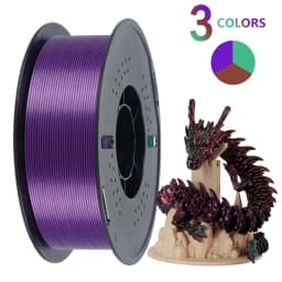 KINGROON Silk PLA Filament 1.75mm 1KG, Tricolor Dual-color 3D Printer Filament Shiny Consumable 2.2lbs Spool, For FDM 3D Printer
