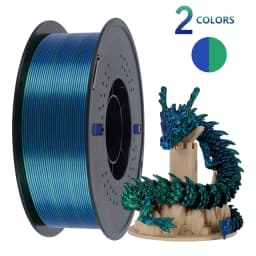 KINGROON Silk PLA Filament 1.75mm 1KG, Tricolor Dual-color 3D Printer Filament Shiny Consumable 2.2lbs Spool, For FDM 3D Printer