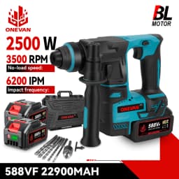 ONEVAN Brushless Electric Hammer Impact Drill 27mm Cordless 6200IPM 360° Rotary Hammer Power Tool For Makita 18V Battery Pin