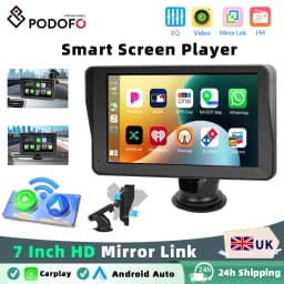 Podofo 7 Inch CarPlay Android Auto Portable Smart Player AirPlay Autolink Support CVBS Camera Car Video Player BT FM