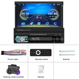 Podofo Carplay Android Auto Car MP5 Player 7 Inch 1Din Manually Retractable Car Radio Multimedia MP5 Player FM BT USB Autoradio