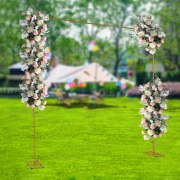 Metal Square Backdrop Stand Wedding Balloon Arch 9.8x9.8ft, Background Decoration Stand for Birthday Party Ceremony, Gold