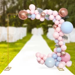 Metal Square Backdrop Stand Wedding Balloon Arch 9.8x9.8ft, Background Decoration Stand for Birthday Party Ceremony, Gold
