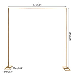 Metal Square Backdrop Stand Wedding Balloon Arch 9.8x9.8ft, Background Decoration Stand for Birthday Party Ceremony, Gold