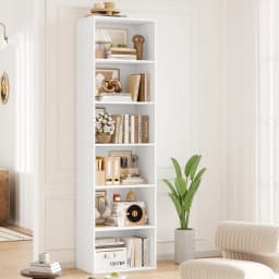 Getone 6 Tiers Bookcase Tall Bookshelf Slim Shelving Unit Storage Rack for Living Room Bedroom Home Furniture 48x30x190.5cm