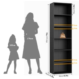 Getone 6 Tiers Bookcase Tall Bookshelf Slim Shelving Unit Storage Rack for Living Room Bedroom Home Furniture 48x30x190.5cm