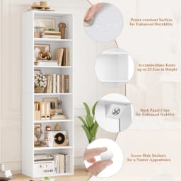 Getone 6 Tiers Bookcase Tall Bookshelf Slim Shelving Unit Storage Rack for Living Room Bedroom Home Furniture 48x30x190.5cm