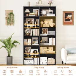 Getone 6 Tiers Bookcase Tall Bookshelf Slim Shelving Unit Storage Rack for Living Room Bedroom Home Furniture 48x30x190.5cm